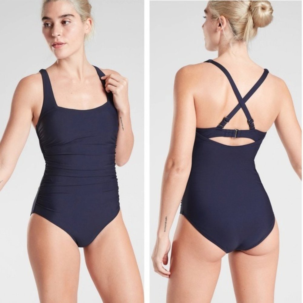 Athleta Square Neck One Piece Swimsuit Medium NWOT